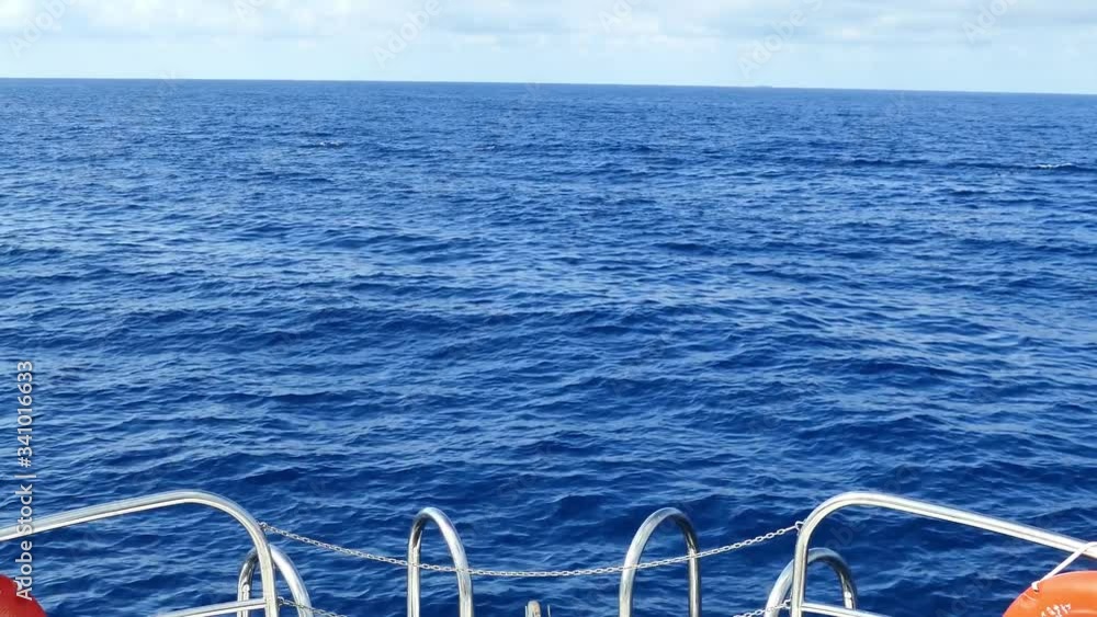 Bow of a speedboat while traveling on open sea, summer, holidays concept, UHD Bow of a speedboat while traveling on open sea, summer, holidays concept, UHD