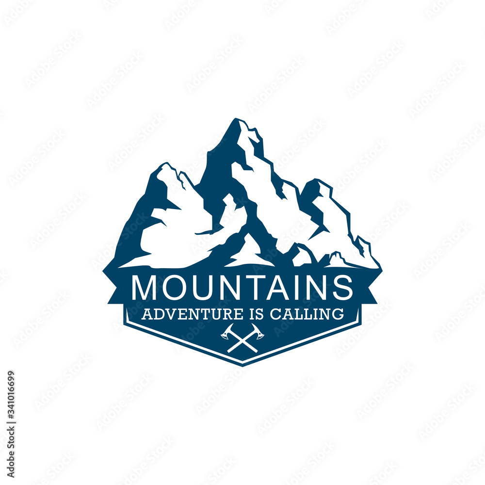 Mountains logo. Logo mountains adventure is calling.