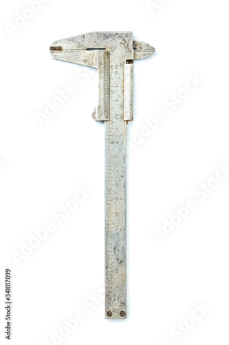 Old calipers on isolated white background