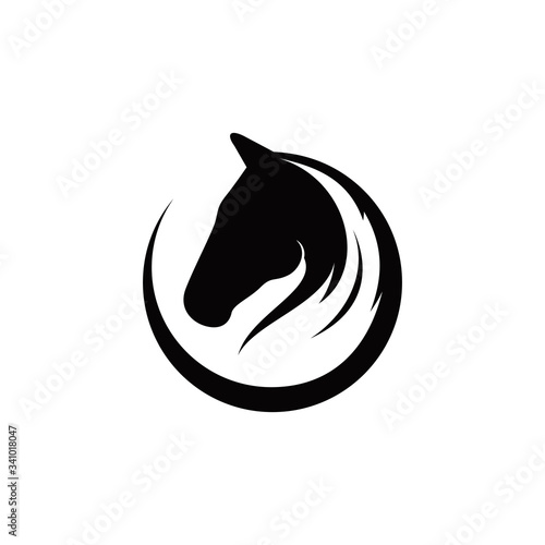 Black horse head silhouette logo illustration 