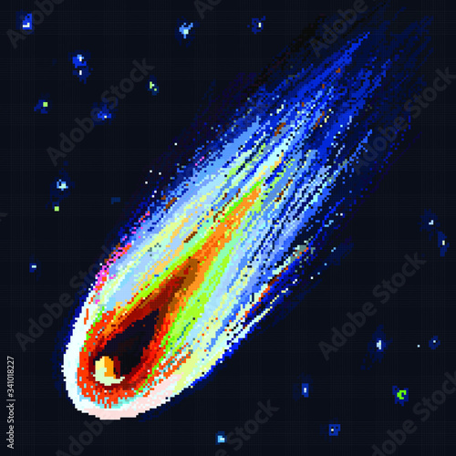 abstract pixel background with colorful comet