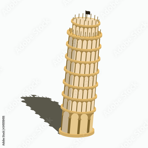 isometric pisa tower - seven wonders in the world - famous building in italy