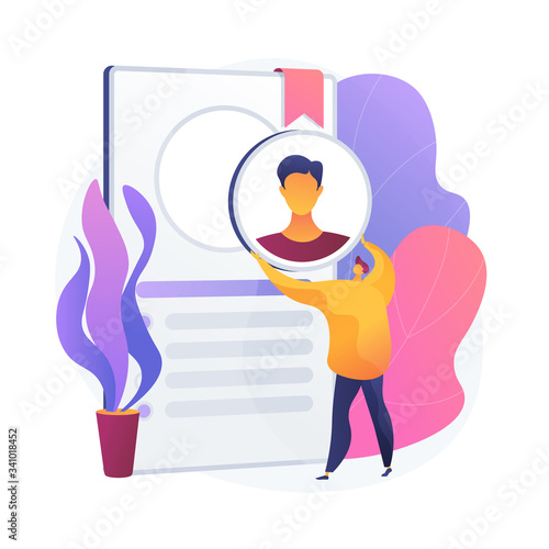 HR department responsibilities. Candidate employment, applicants recruitment, vacancy filling. Recruiter choosing suitable worker, personnel. Vector isolated concept metaphor illustration