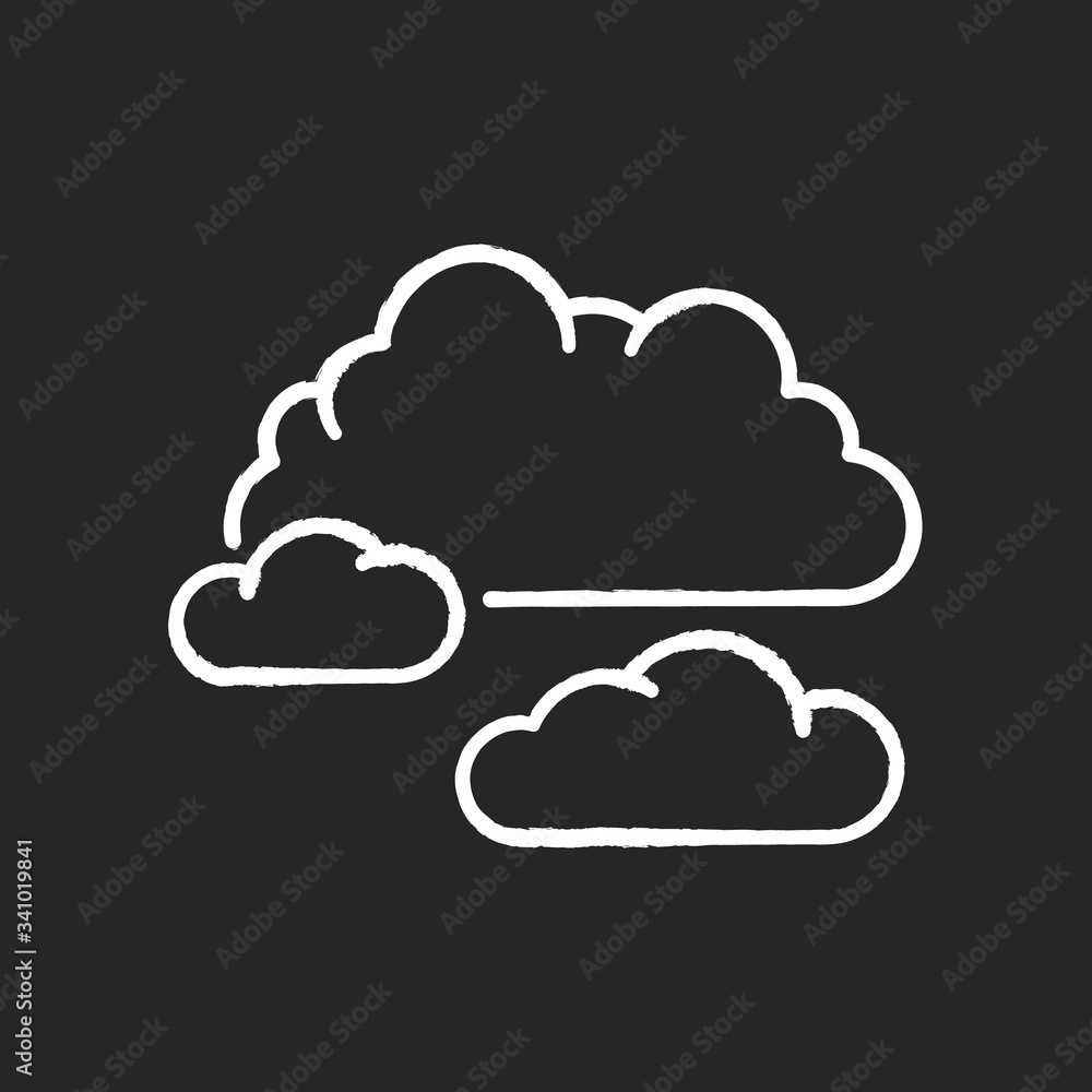 Cloudy weather chalk white icon on black background Cloudy weather chalk white icon on black background
