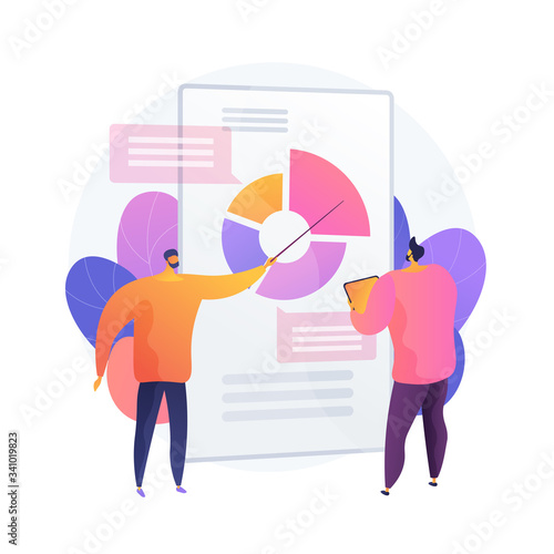 Statistics data analysis. Financial administration. Circular diagram with colorful segments, business pie chart. Statistics, audit, consulting. Vector isolated concept metaphor illustration