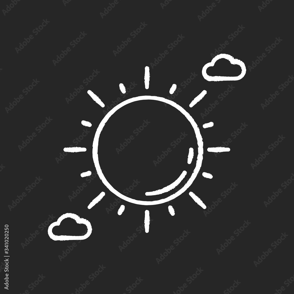 Clear sunny sky chalk white icon on black background