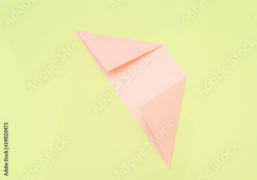 Free Download Origami pink heart on a green background, step by step instructions. as great idea for a hand made diy Valentine s Day, Mothers day gift. Step 2 - GFXLoad