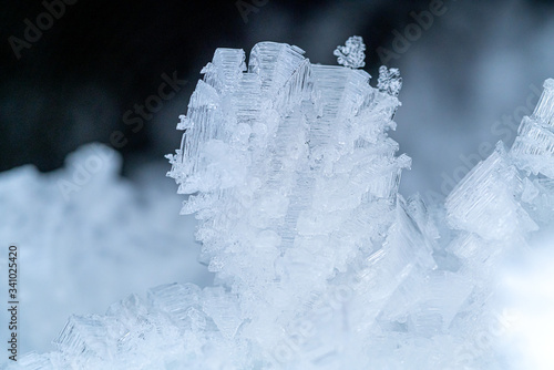 Close up of snow crystals. Close up of a snow surface