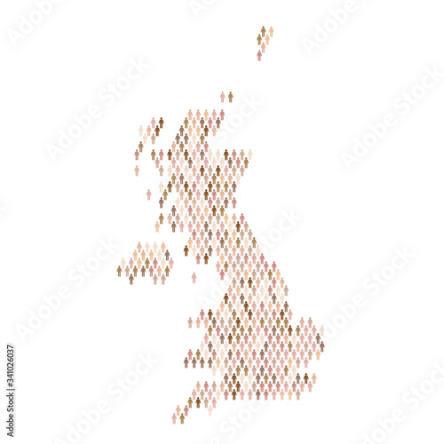 United Kingdom population infographic. Map made from stick figure people