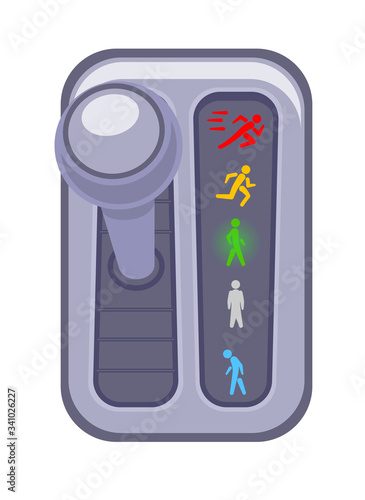 Transmission gear with speed symbols. Personal effectiveness concept. Running and the path to the goal. Slow and fast. Vector illustration Isolated on a white background