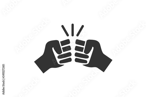 Hands bumping fists signal line style icon vector illustration design.