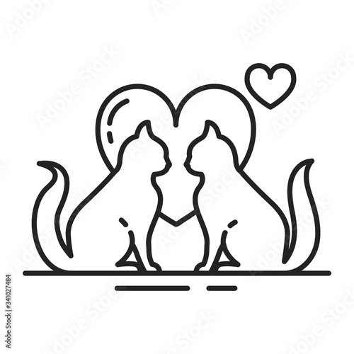 Mating animals black line icon. Combination of two animal individuals, serving reproduction. Pictogram for web page, mobile app, promo. UI UX GUI design element. Editable stroke