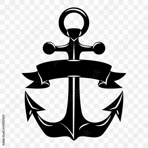 Cutout silhouette of a sea anchor on a transparent background.