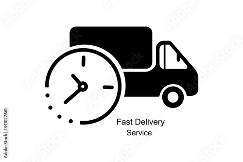 Fast Home Delivery service icon.Express delivery concept. Truck service, order, worldwide, fast and free shipping. Modern design vector illustration.