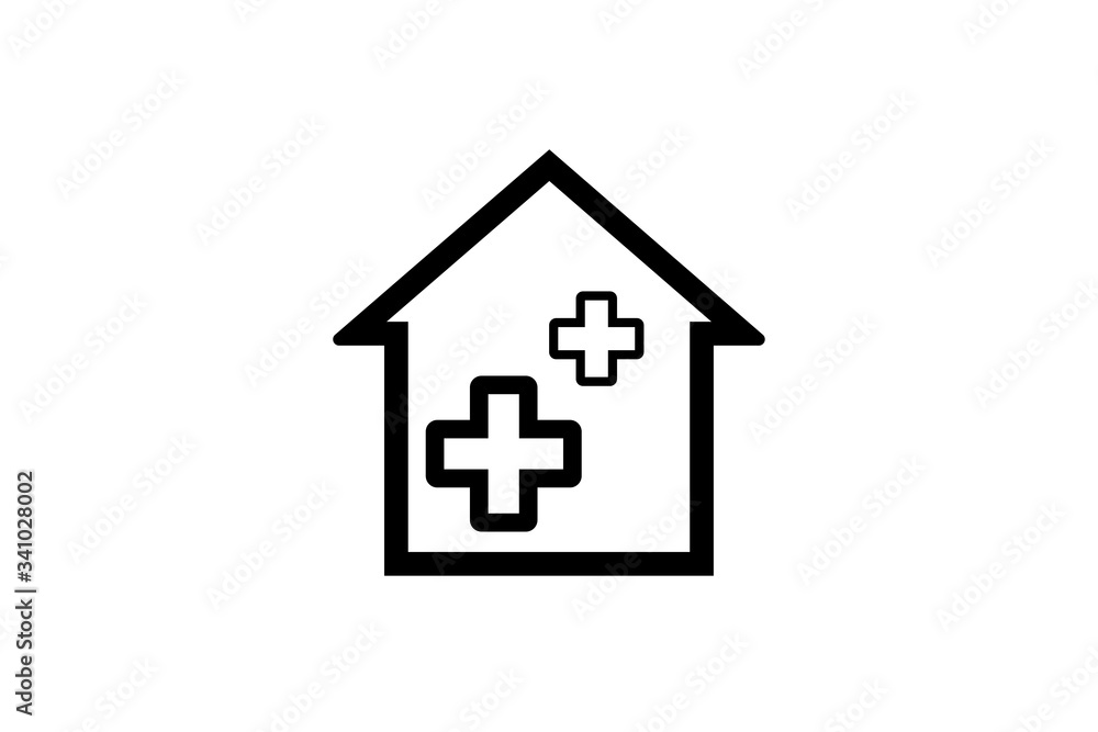 Hospital line icon. High quality black outline logo for web site design and mobile apps.home care icon. Vector illustration on a white background. Hospital line icon. High quality black outline logo for web site design and mobile apps.home care icon. Vector illustration on a white background.