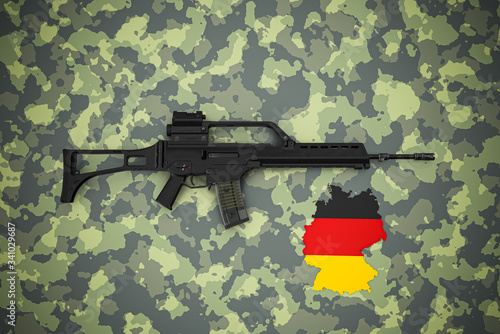 Fotografía German  5.56×45mm assault rifleon camouflage background