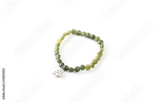Jadeite bracelet on a white background isolate