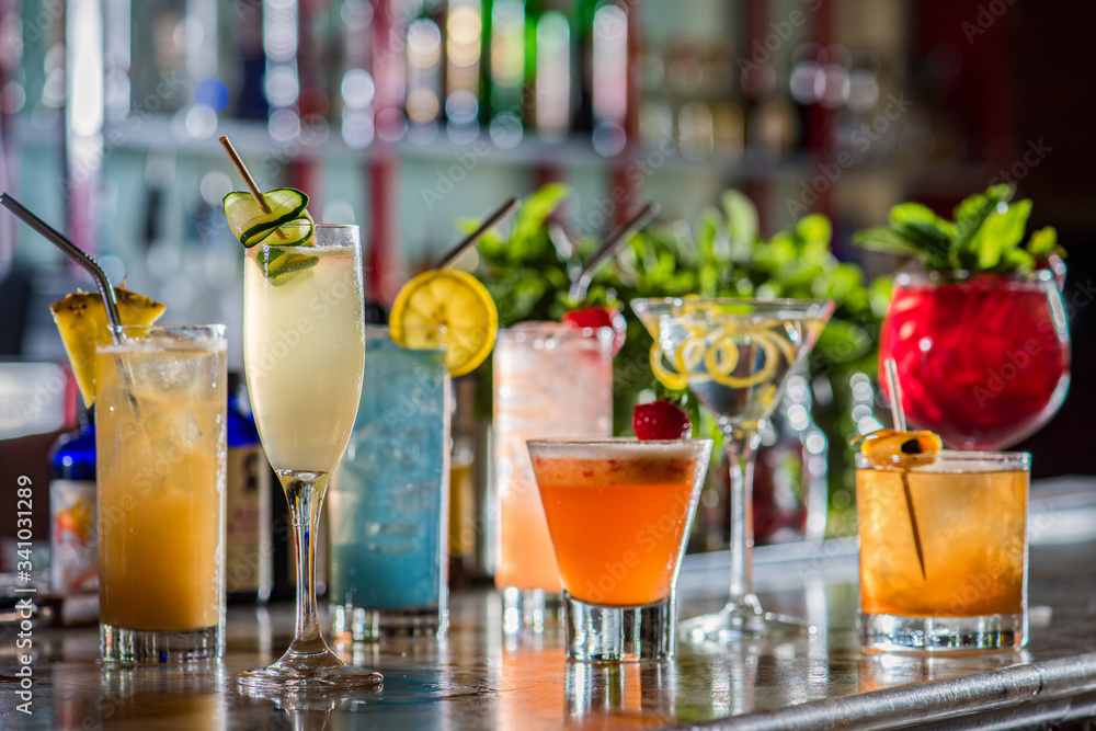 Wall Mural A Row of Colorful Cocktails
