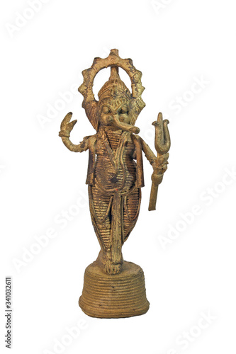 hindu god ganesha Odisha Tarakashi handicraft on white background
