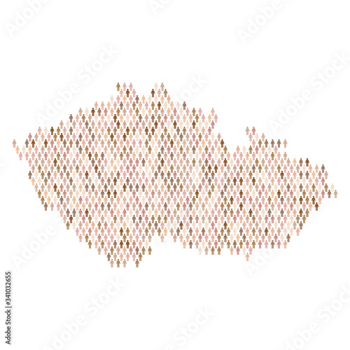 Czech Republic population infographic. Map made from stick figure people