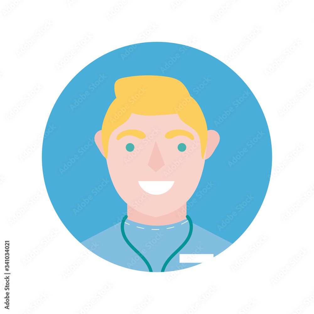 doctor avatar character block and flat style icon