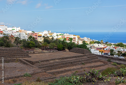 View of colorful Guimar town and ancient Guanche Pyramids, Tenerife; Canary Islands; Spain