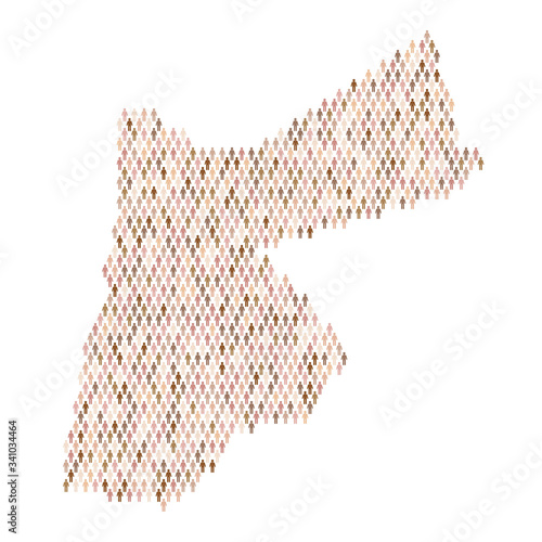Jordan population infographic. Map made from stick figure people