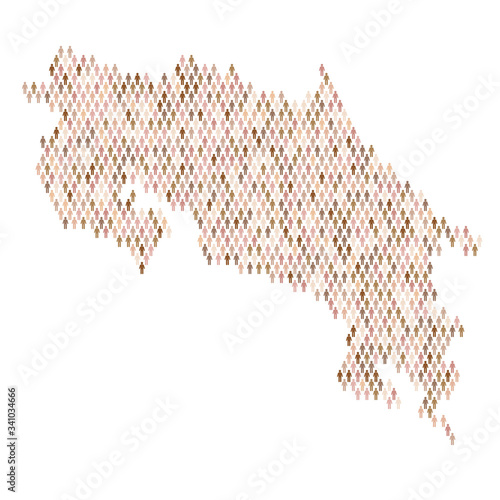 Costa Rica population infographic. Map made from stick figure people