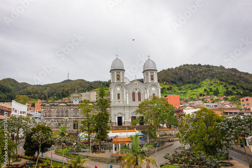 Yarumal, Antioquia / Colombia. June 6, 2018. The minor basilica of Our Lady of Mercy is a Colombian Catholic basilica of the municipality of Yarumal (Antioquia).