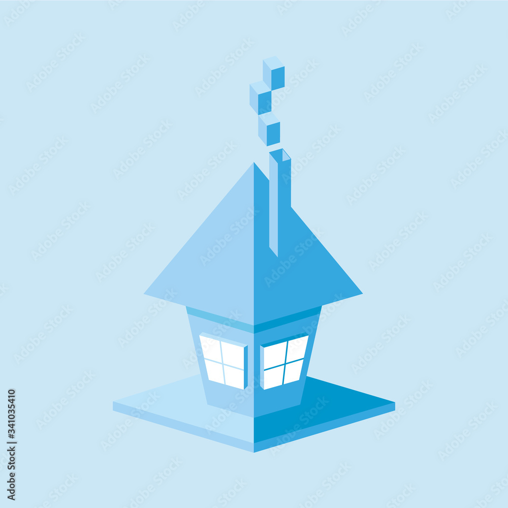 Cartoon surround house. Isometry Cartoon surround house. Isometry