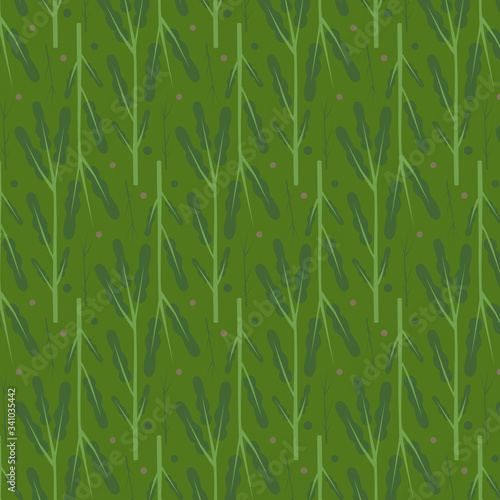 Forest pattern. Green twigs.