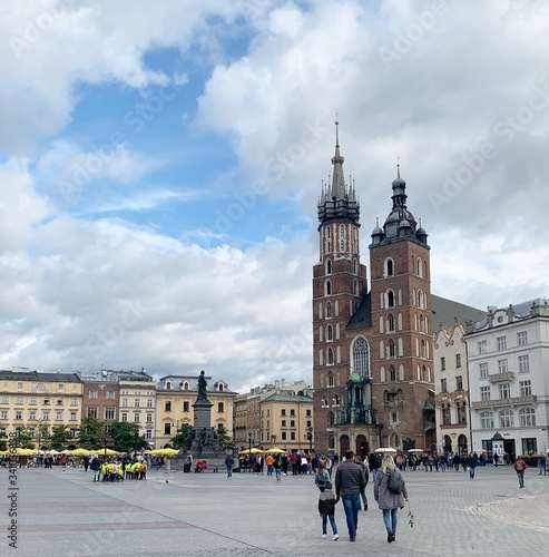 Church in square at Kraków, Poland