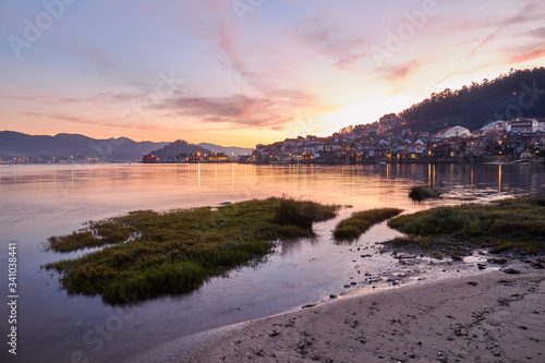 Sunset in the fishing village of Combarro in Galicia, Spain.