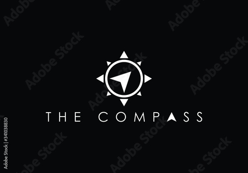 Minimalist compass logo on black background featuring navigation direction and strategic guidance symbol