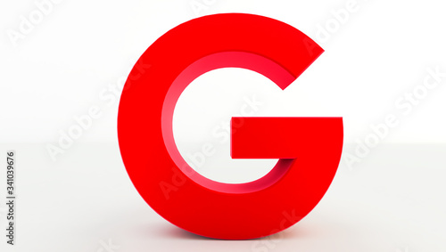 Obraz na płótnie 3D rendering of red Letter G. red letter collection g