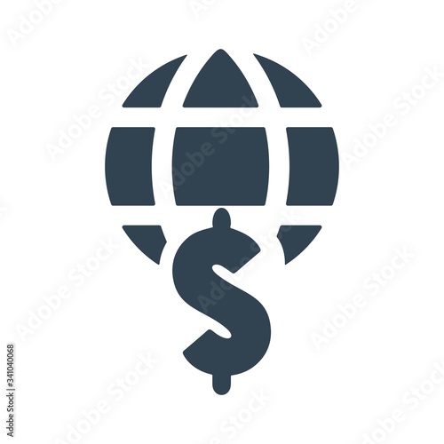 Global dollar currency icon. Global economy, international finance symbol. Currency exchanges. Flat design for perfect business and finance concept.