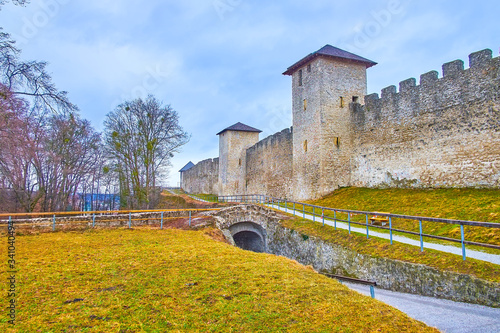 The historical rampart on Monchsberg hill in Salzburg, Austria photo