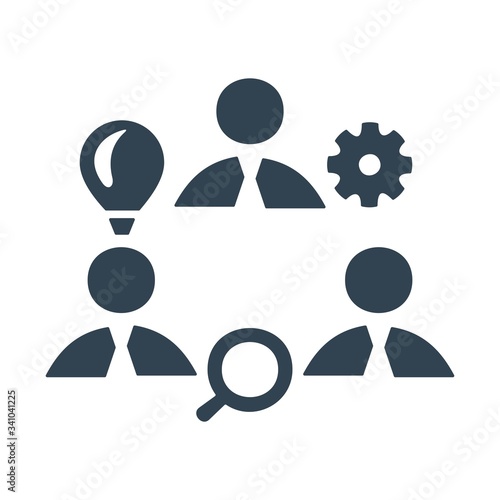 Team of people with different skills. Colloboration symbol. Team member roles icon. Flat business icon.