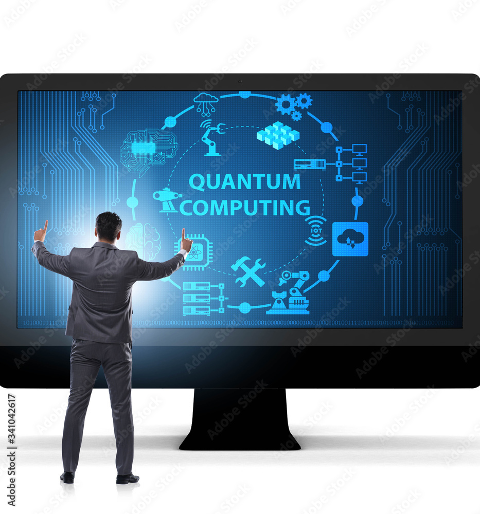 Concept of quantum computing with businessman Concept of quantum computing with businessman