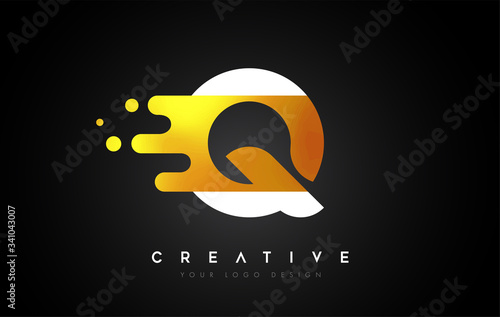 Q Melted Golden Letter Logo Design. Creative Golden Fluid Letter Icon Vector.