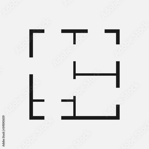 Floor plan simple flat vector icon isolated on white background.