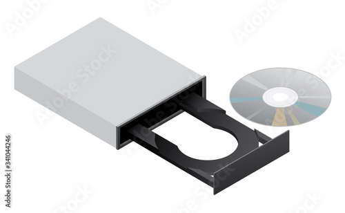 CD ROM DVD Disk Drive Isolated Vector Illustration