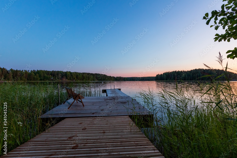 Beautiful simmer evening on the lake, Finland