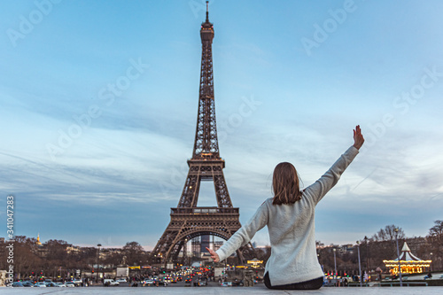 Young bride on vacation in the city of love, Paris, the dream vacation © Adolf