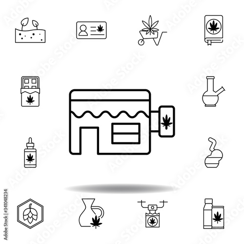 shop, market, marijuana outline icon. Set can be used for web, logo, mobile app, UI, UX on white background photo