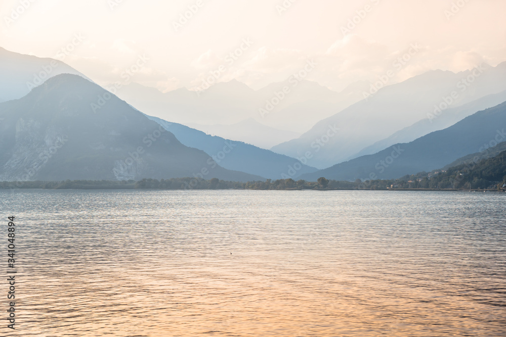 Lake Maggiore at sunset, Italy Lake Maggiore at sunset, Italy