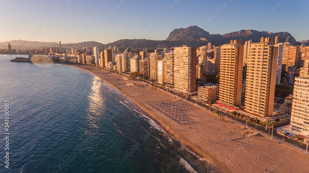 Fototapeta premium Drone shot of the Benidorm skyline, Spain