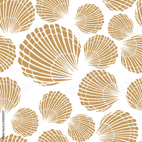 Seamless pattern with seashells. Marine background.  Perfect for greetings  invitations  manufacture wrapping paper  textile and web design.