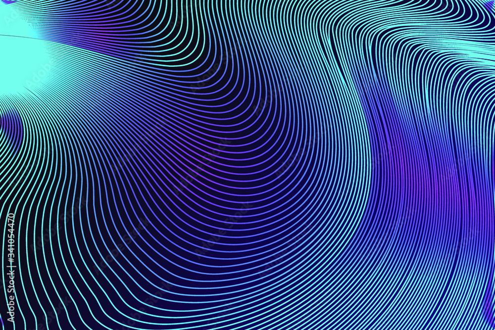 Abstract Dark Pink and Blue Geometric Pattern with Waves. Striped Spiral Texture. Hypnotic Psychedelic Illusion. Vector Illustration