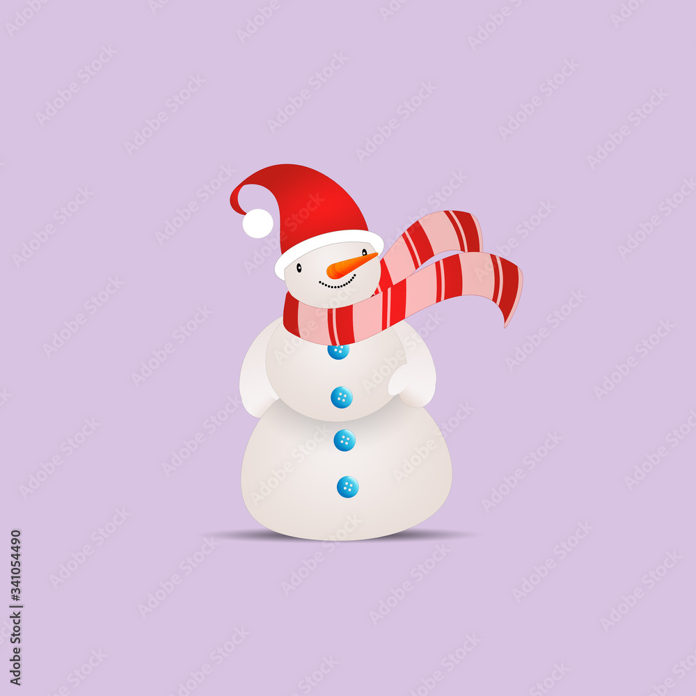 an illustration of snowman with scarf in Christmas day